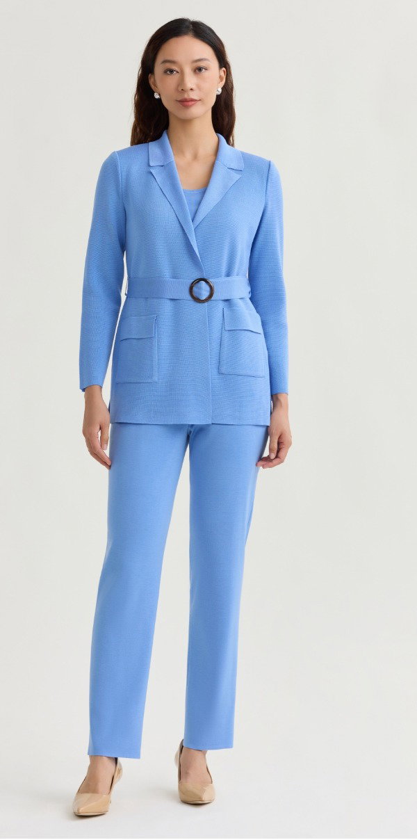 Heritage Belted Tonal Flat Knit Jacket