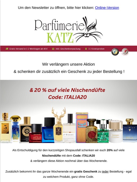 Wir verlängern unsere Aktion - 20% auf Nische