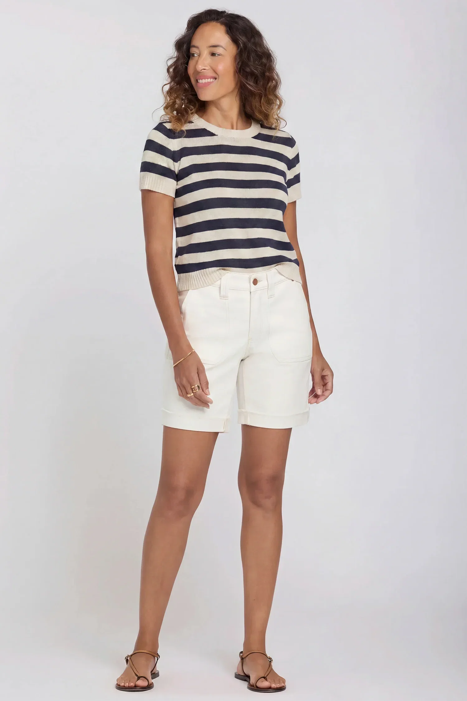 Image of Diana Relaxed Denim Shorts - Vintage White