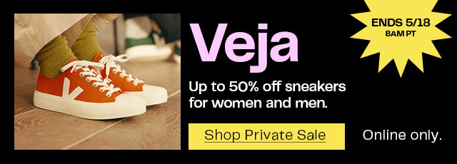 Up to 50% off Veja sneakers for women and men ends May 18 at 8am Pacific Time. 