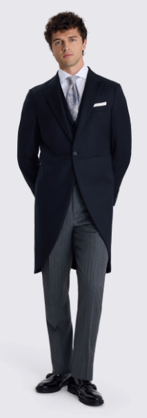 Italian Tailored Fit Black Herringbone Suit