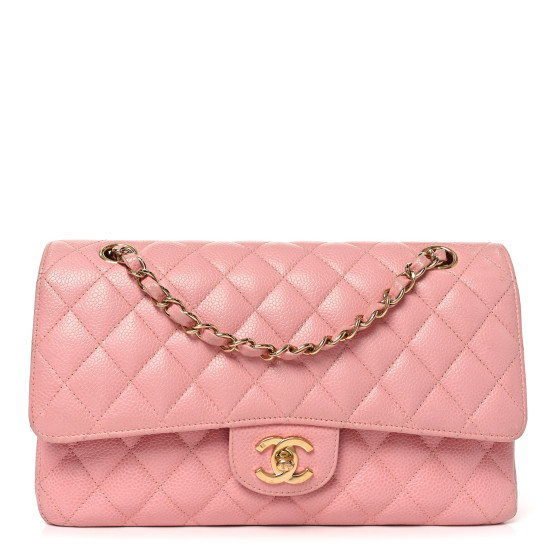 CHANEL Caviar Quilted Medium Double Flap Pink
