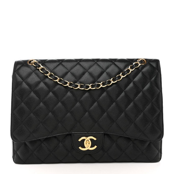 CHANEL Caviar Quilted Maxi Double Flap Black