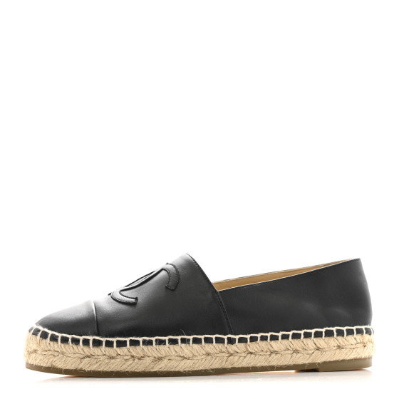 CHANEL Lambskin CC Espadrilles 36 Black