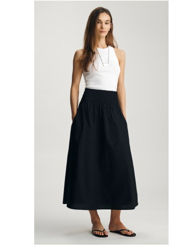 Smocked Maxi Skirt Black
