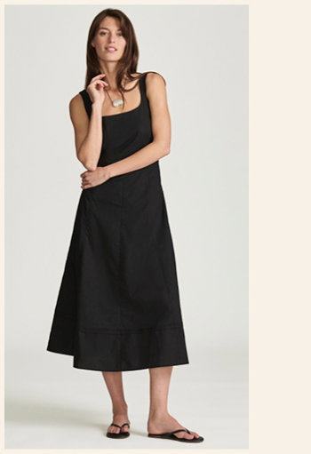 Square Neck Seamed Maxi Dress Black