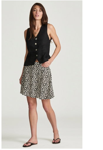 Woven Mini Skirt Navy Flower Print