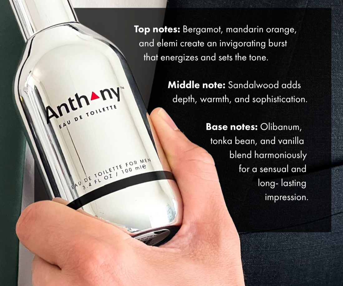 Top notes: Bergamot, mandarin orange, and elemi create an invigorating burst that energizes and sets the tone.  Middle note: Sandalwood adds depth, warmth, and sophistication.  Base notes: Olibanum, tonka bean, and vanilla blend harmoniously for a sensual and long-lasting impression.