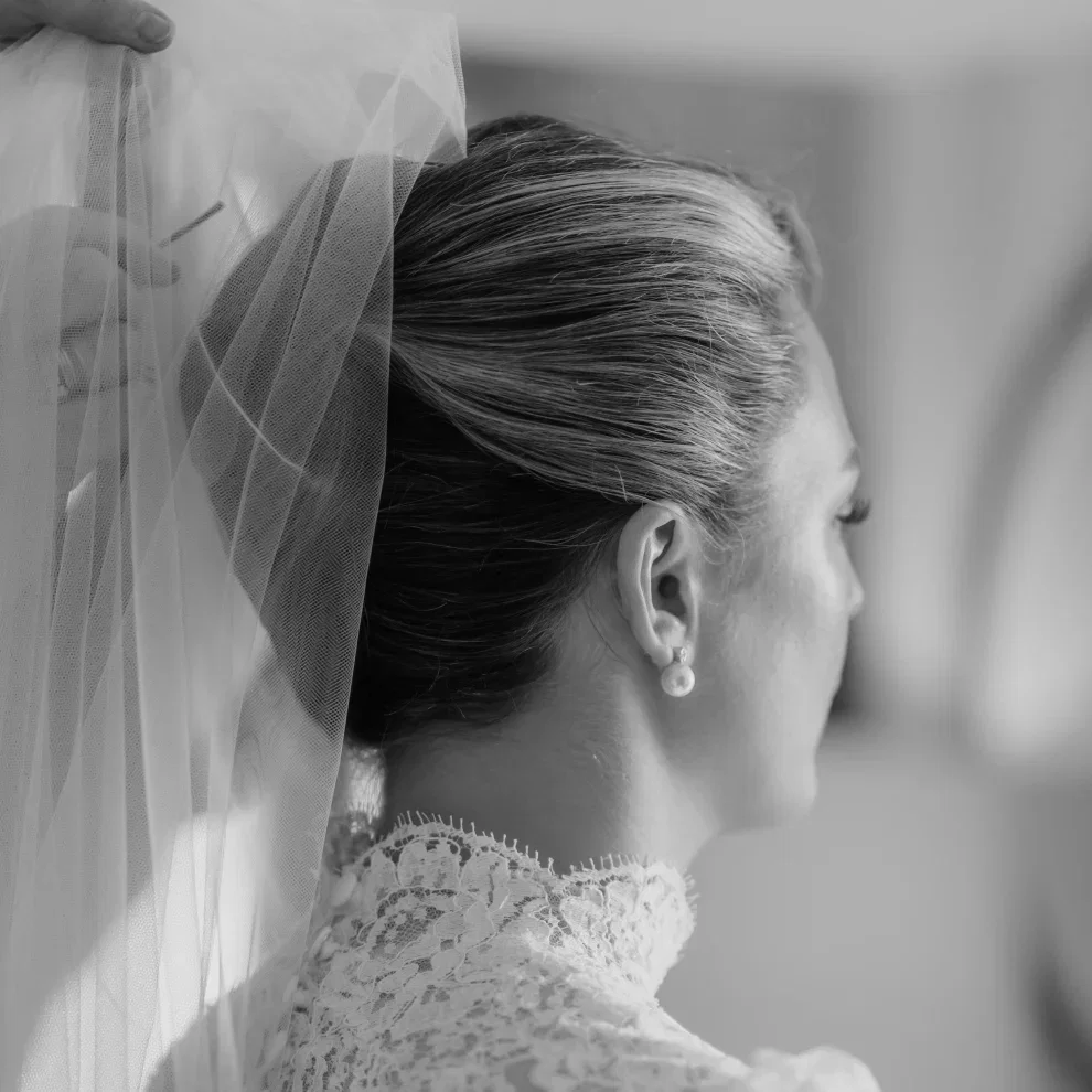 Image of bride with up do hairstyle