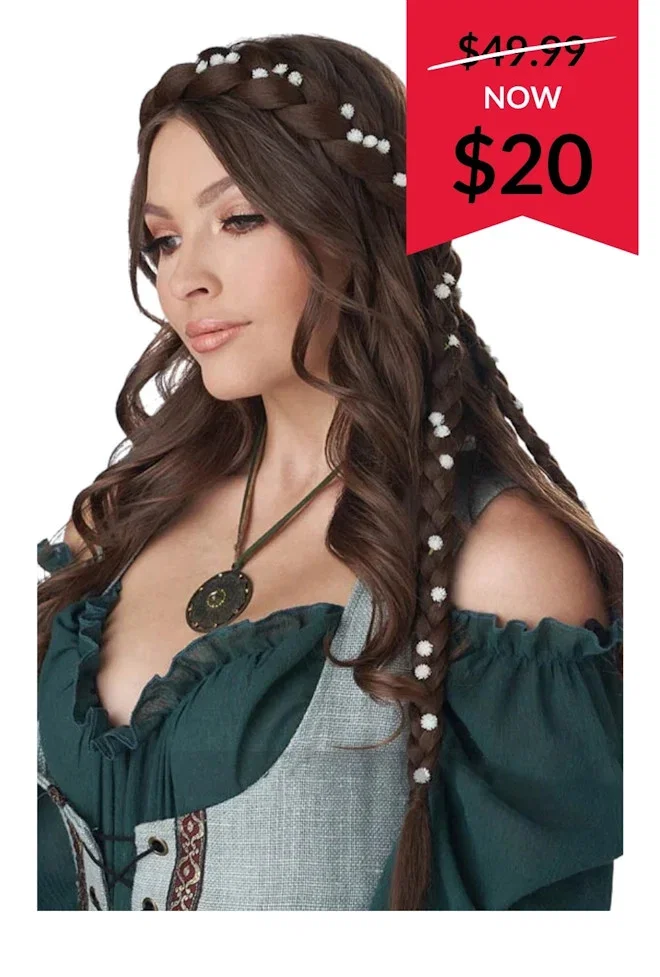 Brunette Halo Braid with Flowers
