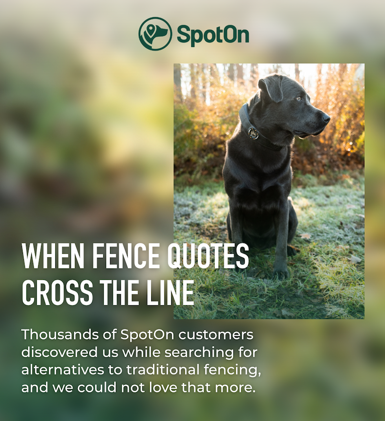 When Fence Quotes Cross The Line. Thousands of SpotOn customers discovered us while searching for alternatives to traditional fencing and we could not love that more. 