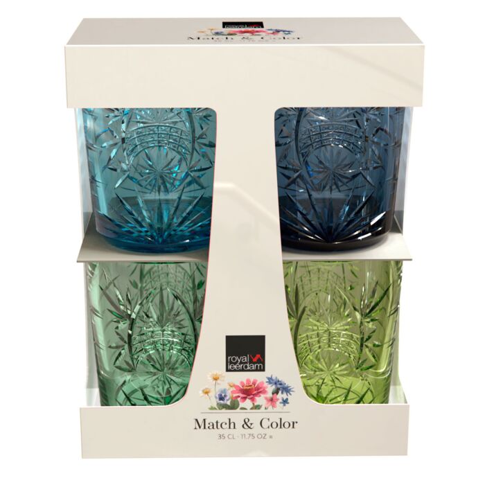 Wasserglas-Set «Elegant», 4-teilig, assortierte Farbverläufe, 35 cl blau