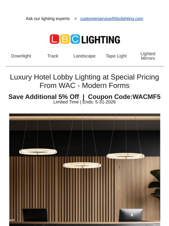 Contemporary Hotel Lobby Lighting — Limited Time Savings