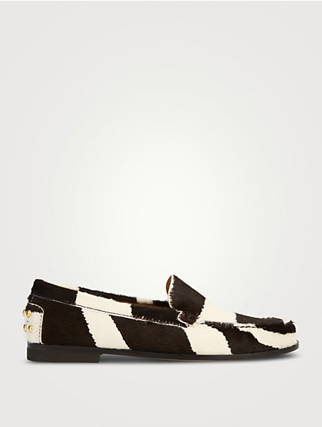 Pony Hair Loafers In Zebra Print