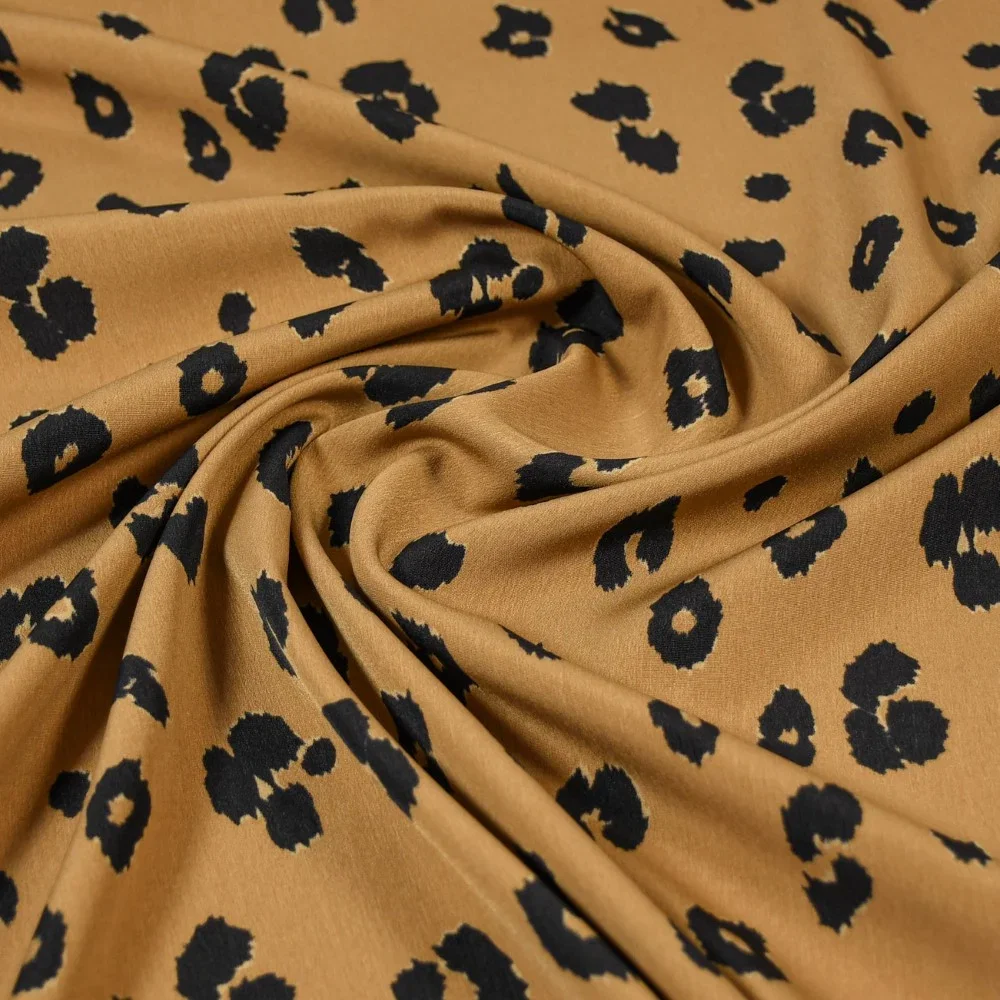 Image of Soft Touch Leopard Print Fabric Light Brown 142cm