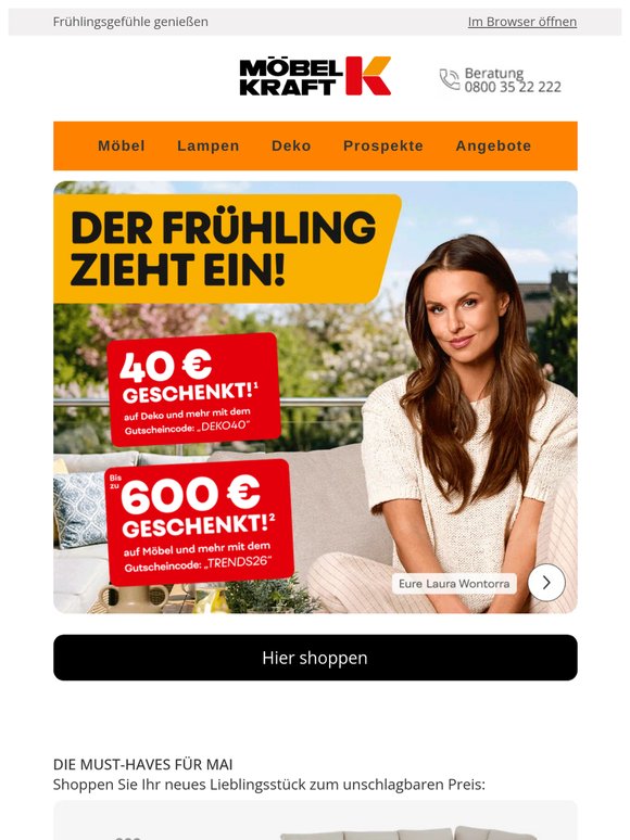 🌼Bis zu 600€² geschenkt beim Möbelkauf & 40€ auf Deko und mehr!