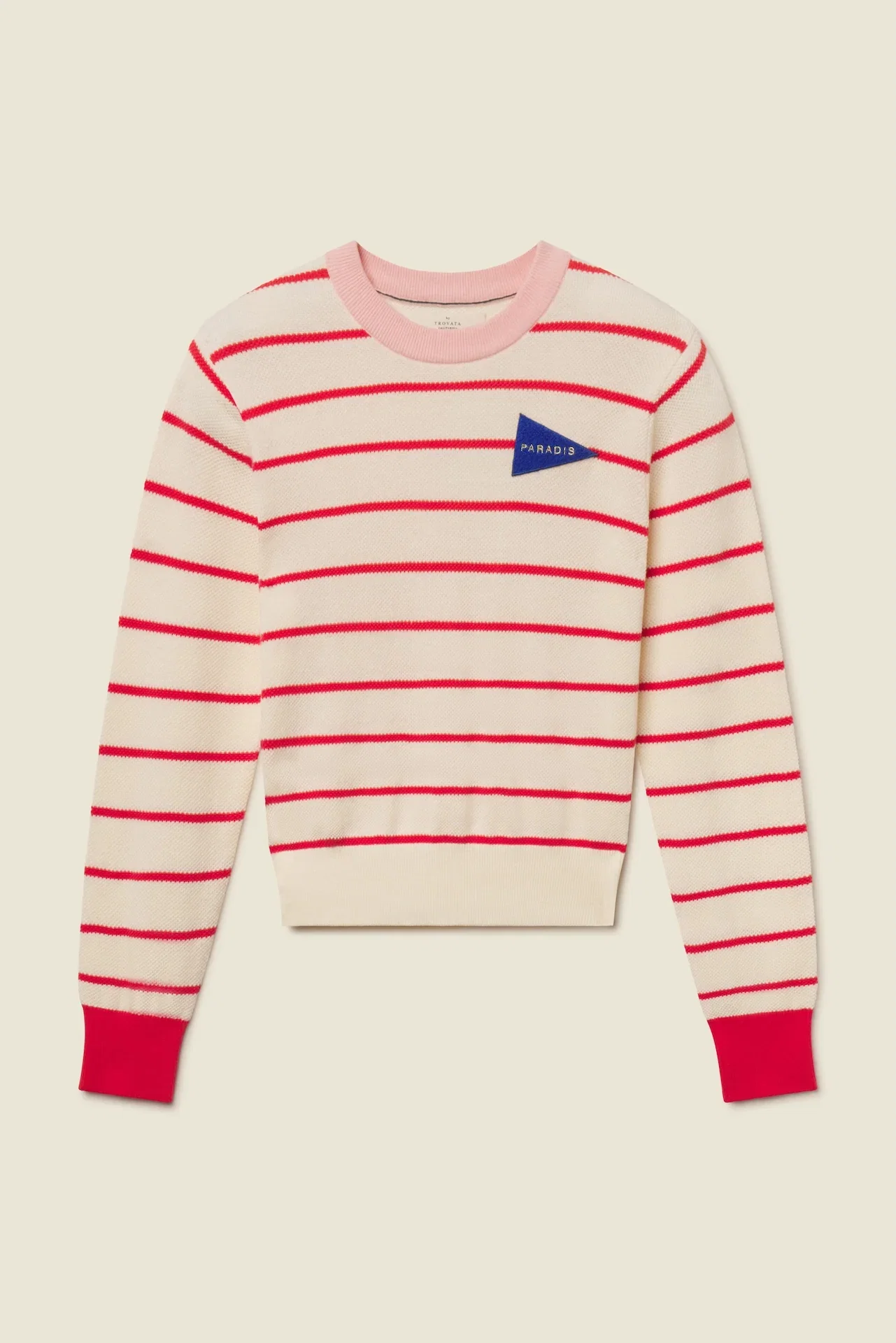 Image of Cleo Sweater Antique White W/ Red Stripe