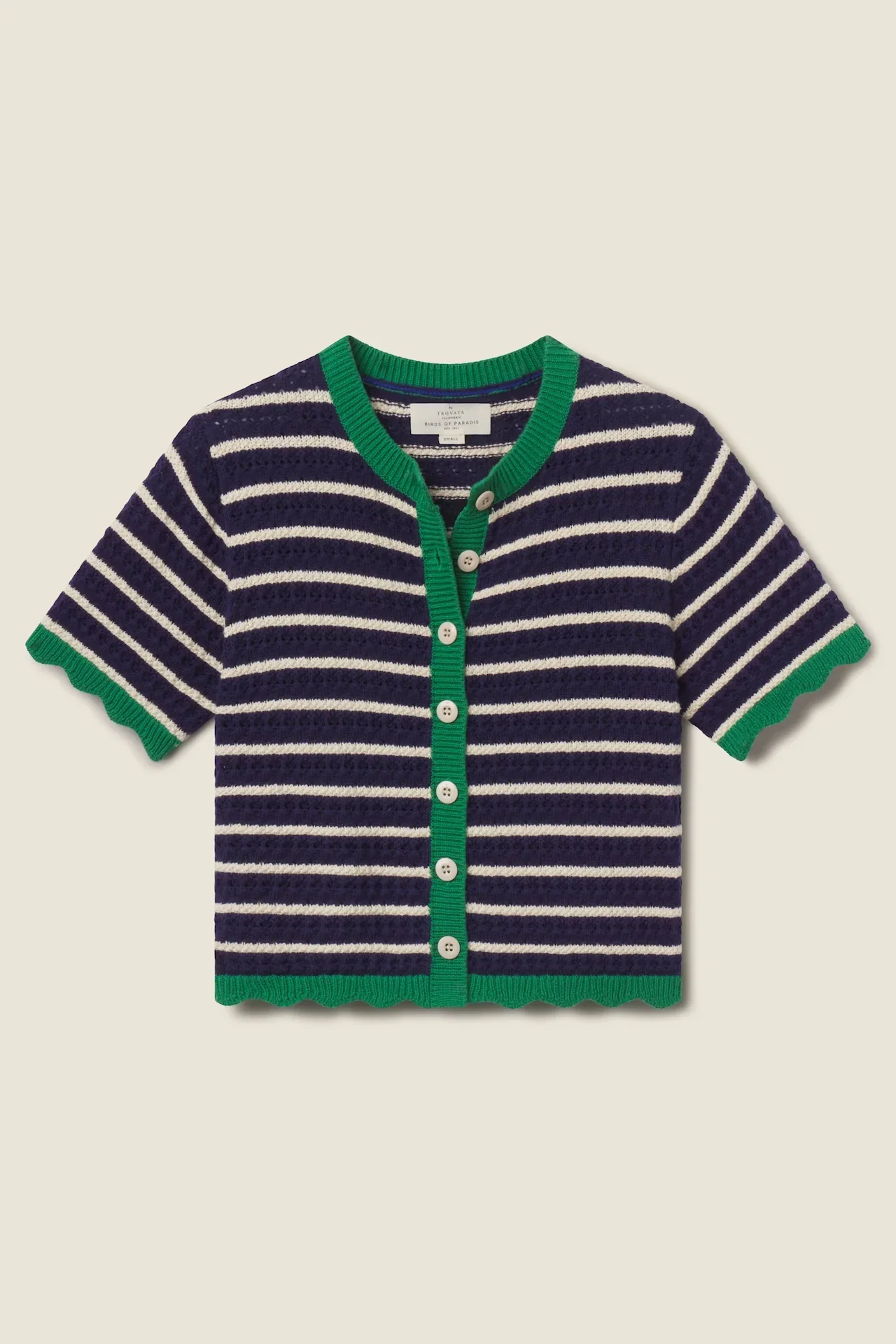 Image of Aurora Cardigan Navy W/ Antique White Stripe