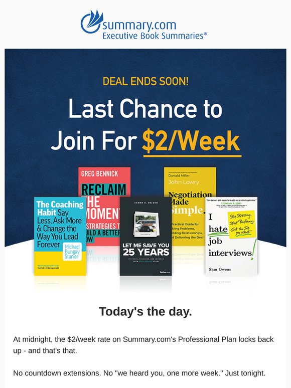 Sale Ending - Join for Just $2/Week