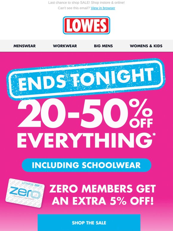FINAL HOURS! 20-50% OFF ENDS TODAY!*