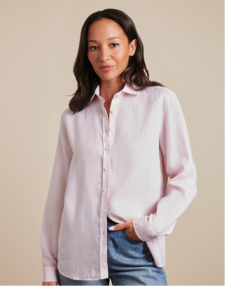 Relaxed Fit Pink Linen Shirt
