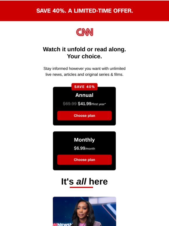40% off: Stay updated however you choose.