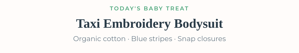 Today's Baby Treat — Taxi Embroidery Bodysuit, 20% off on-site