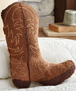 Cowboy Boot Shaped Hooked Pillow