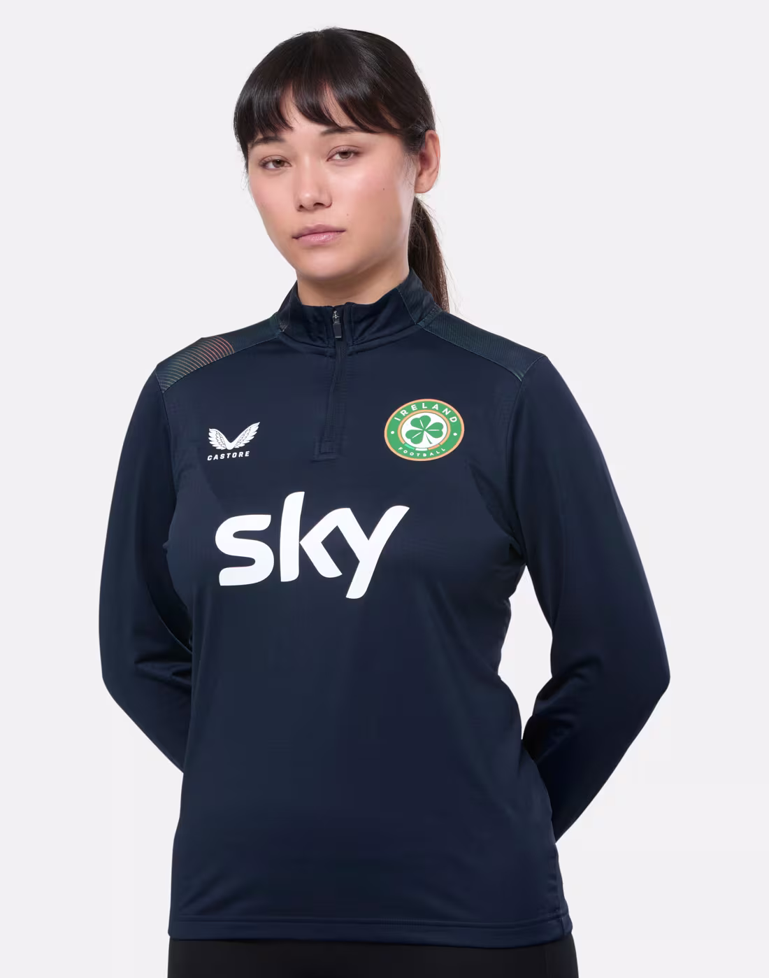 Castore Womens Ireland Pre Match Half Zip Top
