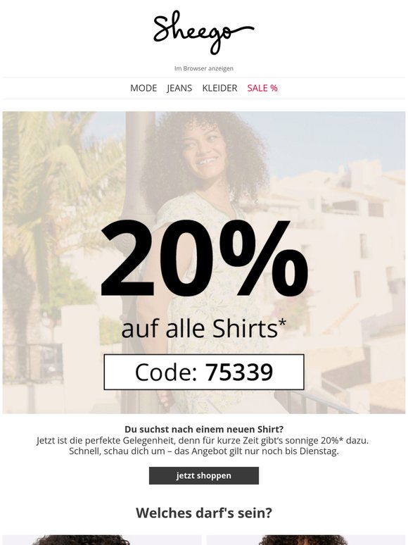Noch für kurze Zeit 20% auf Shirts ⏳