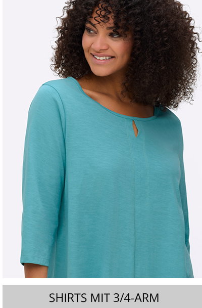 Blauweiß gemustertes Shirt mit Verlinkung in alle T-Shirts