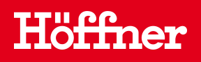 Rotes Höffner Logo mit weißer Schrift.