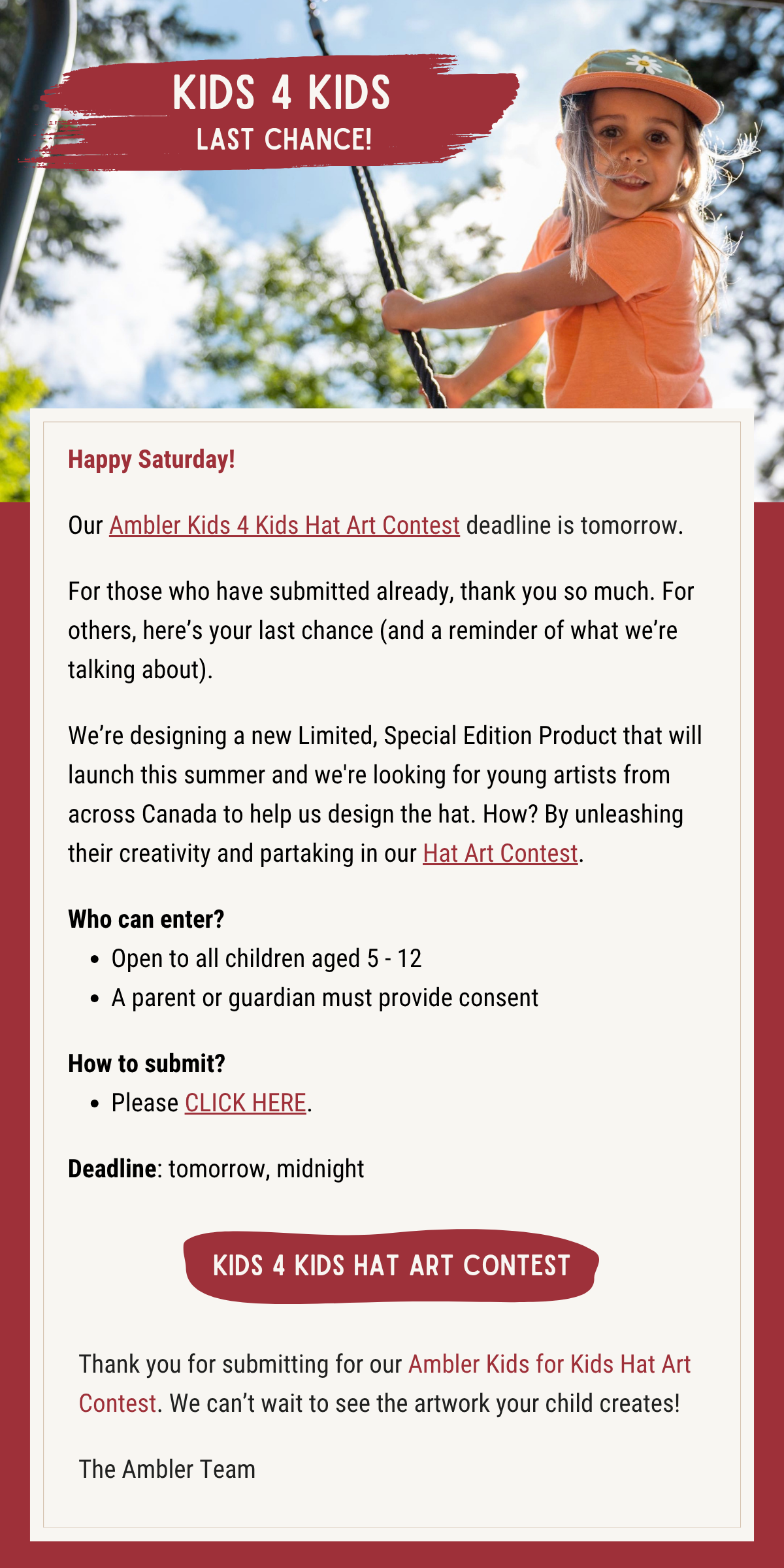 Ambler Kids 4 Kids Hat Art Contest