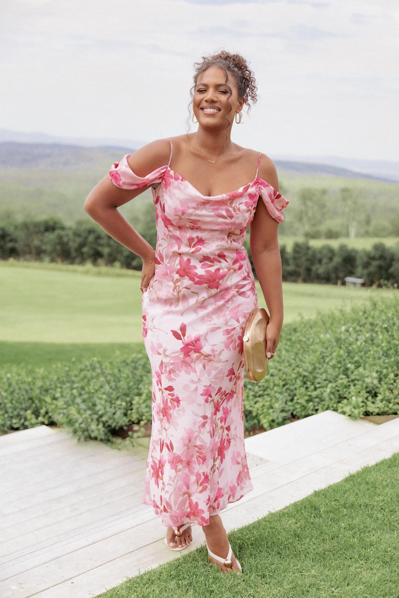 Image of Esther Midi Dress - Pink Floral