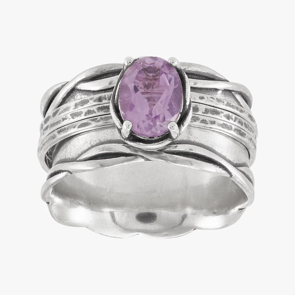 Electric Bloom Ring, Purple Amethyst