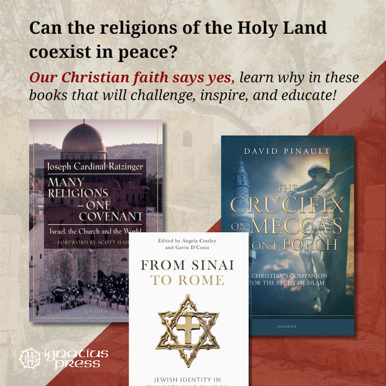 Image of three books from Ignatius press about the Holy Land