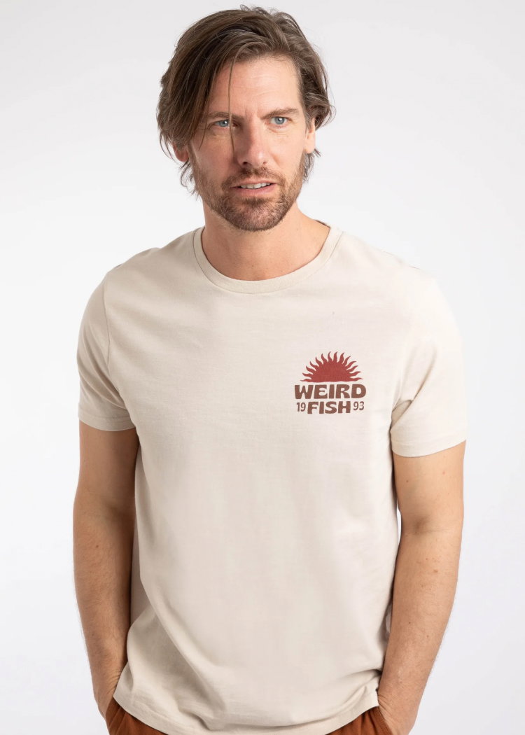 Sun Beam Back Print Graphic T-Shirt Egg Shell