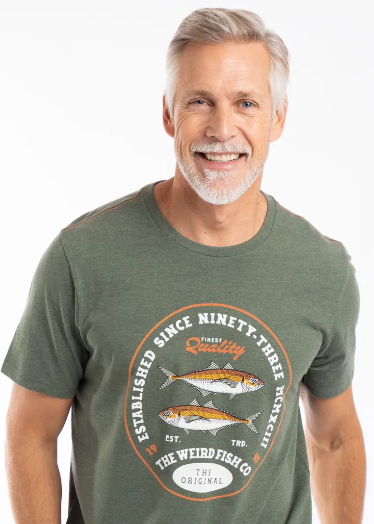 Fish Stamp Front Print Graphic T-Shirt Basil