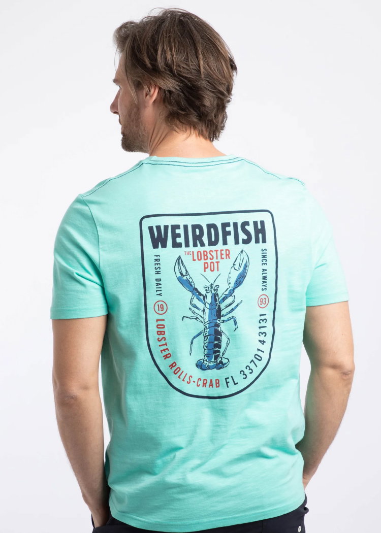 Lobster Pot Back Print Graphic T-Shirt Aqua Marine