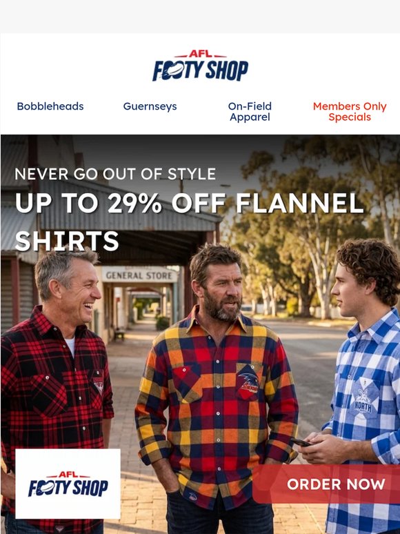 🏉 29% Off Our Iconic Flannel Shirts
