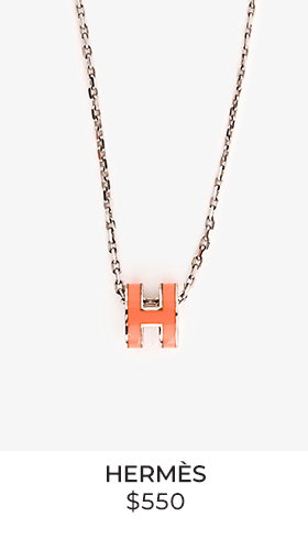 Hermès Orange/Silver Palladium Plated 'Mini H Pop' Pendant Necklace