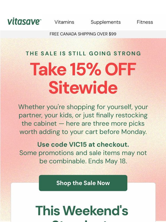 Weekend's not over. Neither is 15% off sitewide.