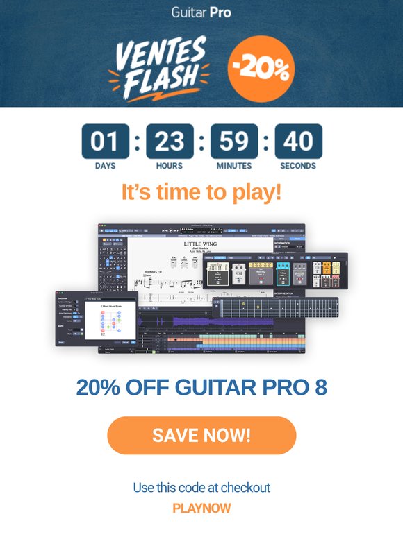 ⏱️ Flash sales: 20% OFF Guitar Pro and 50% OFF mySongbook