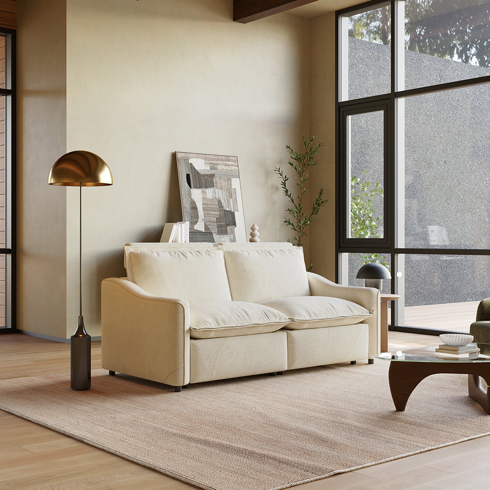 Image of Modern Power Oversized Pillow Back Reclining Loveseat Sofa, Sectional Electric Recliner