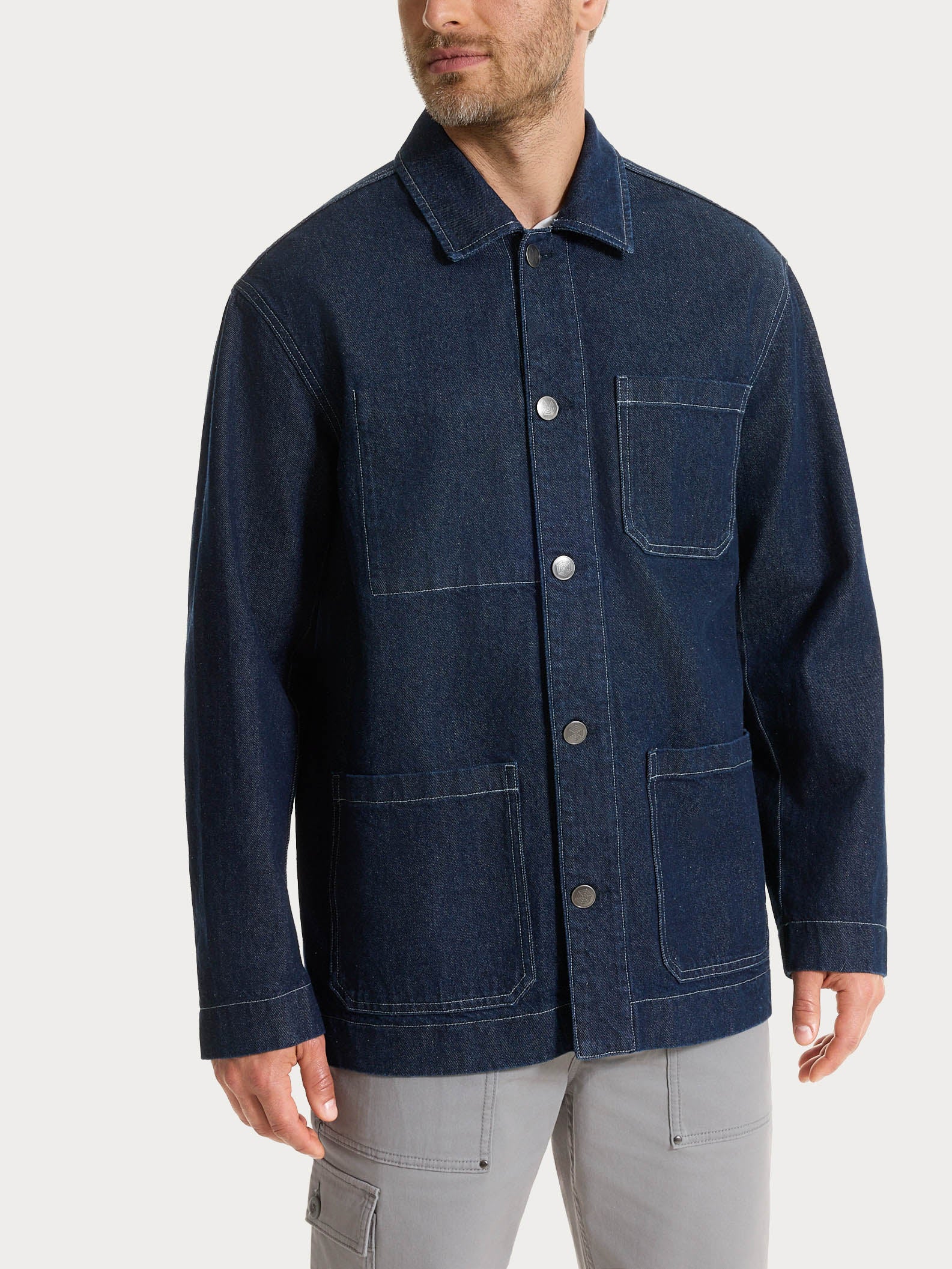 Image of Giacca Utility in Raw Denim  - Dark Navy