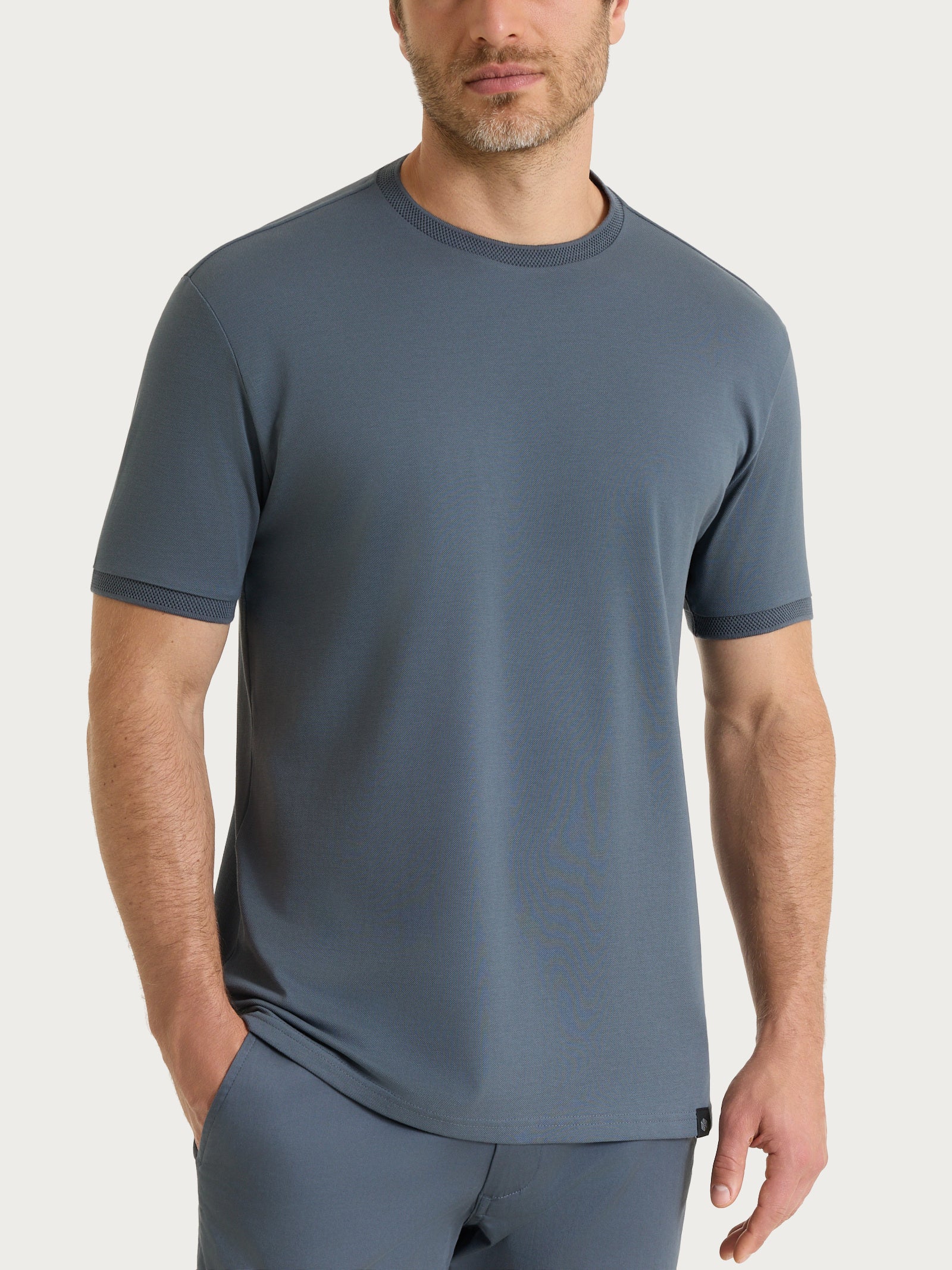 Image of T-shirt girocollo in Cotone Piquet Double Mercerized - Turbulence