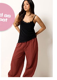 PixieGirl Petite Brick Red Cheesecloth Cotton Balloon Trousers