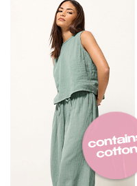 PixieGirl Petite Set Sage Green Cotton Cheesecloth Top & Trousers