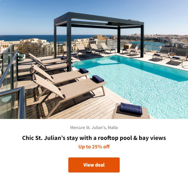 Chic St. Julian%27s stay with a rooftop pool & bay views
