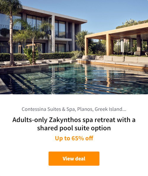 Adults-only Zakynthos spa retreat with a shared pool suite option
